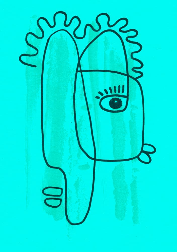 Abstract Teal Face by Santhosh ch — canvas wall art