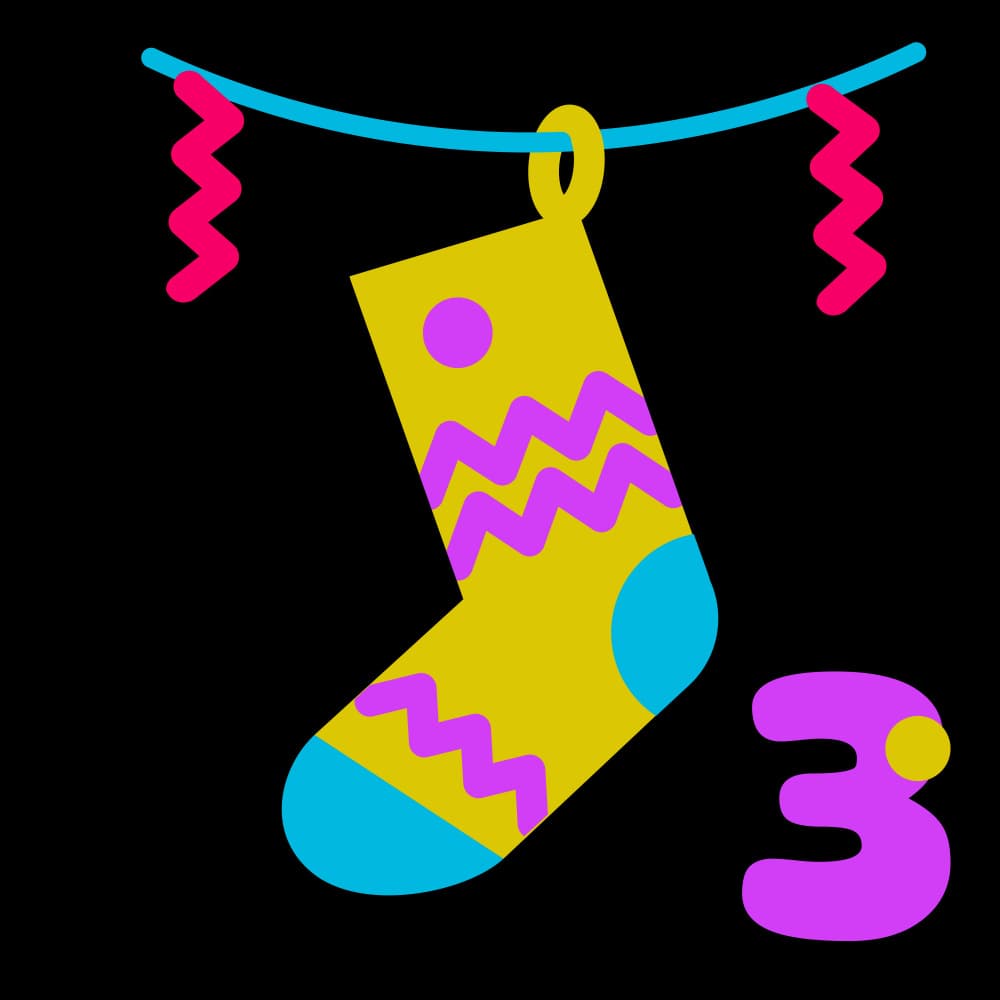 Colorful Number Three Sock by Marika Barsrsind β canvas wall art
