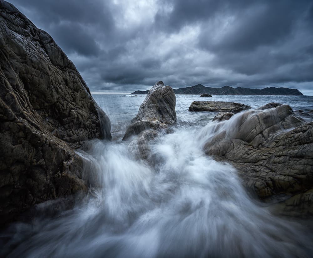 Moody Coastal Rocks by YANGYING — canvas wall art