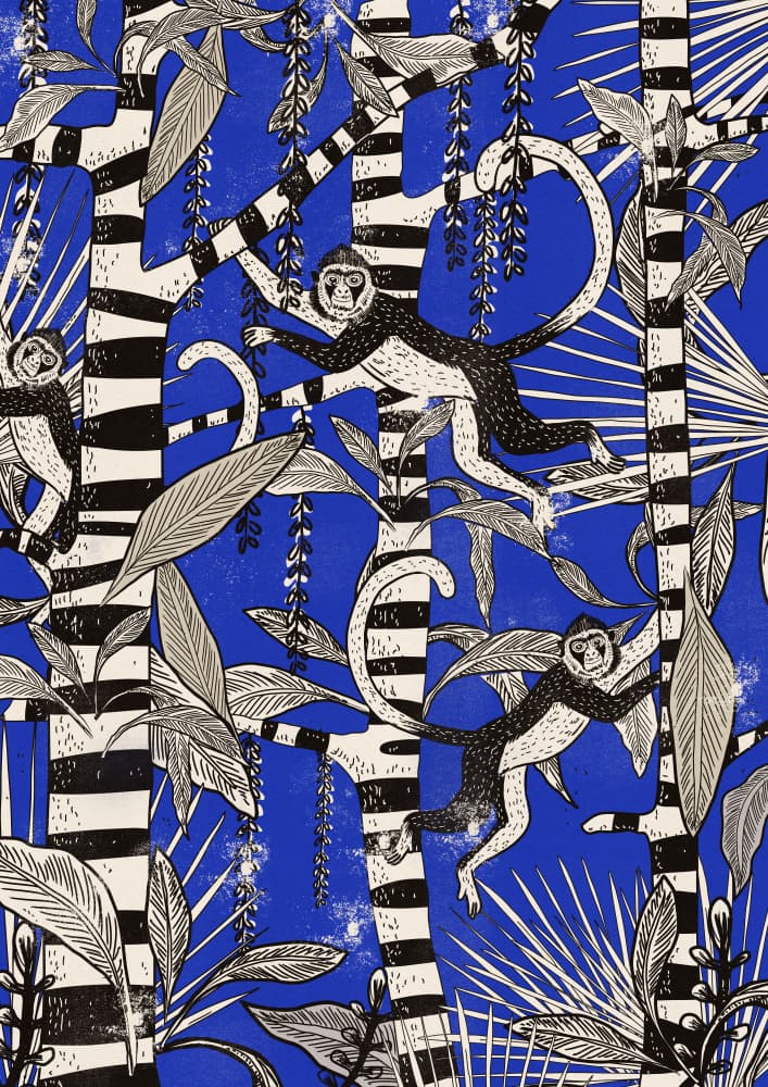 Playful Jungle Monkeys by Nicholas — canvas wall art