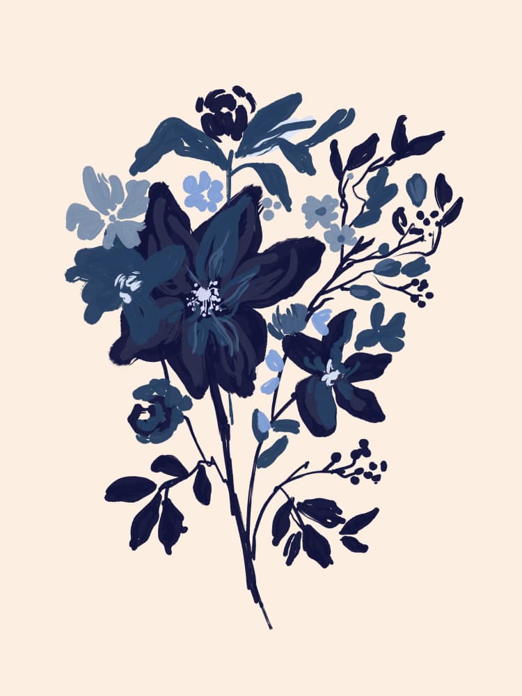 Blue Floral Bouquet by Josie George — canvas wall art