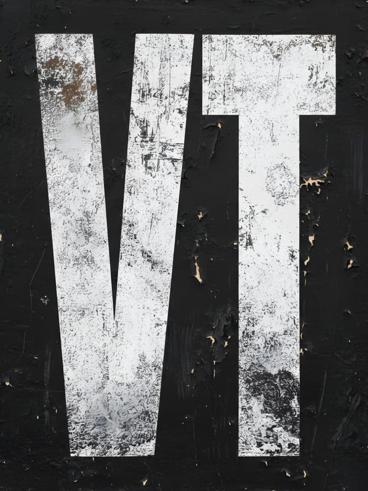 Distressed VT Letters by HUGO — canvas wall art