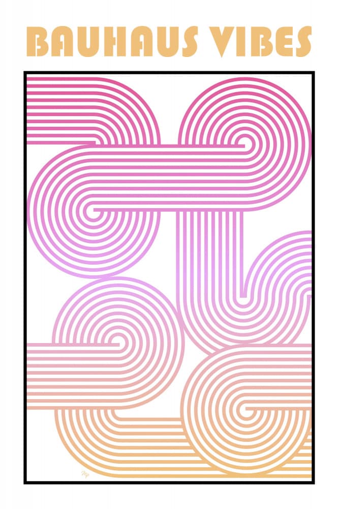 Bauhaus Retro Gradient Curves by Martina — canvas wall art