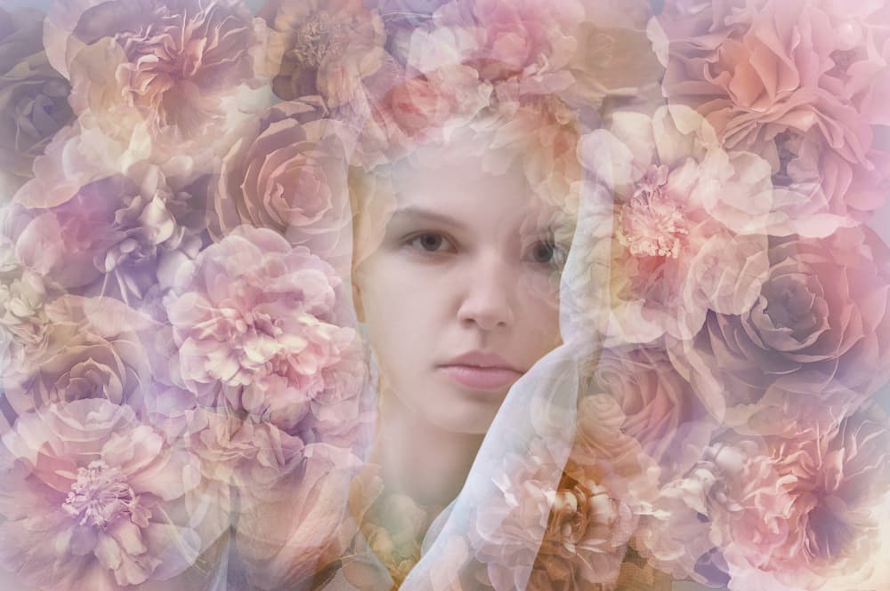 Dreamy Floral Portrait by Ludmila Shumilova — canvas wall art