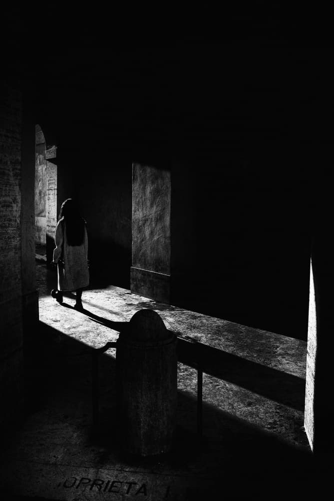 Woman Walking Shadows by Antonio Grambone — canvas wall art