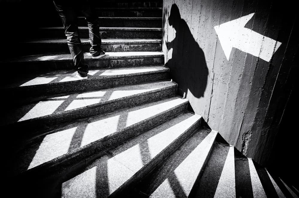 Shadow Arrow Stairs by Karol Važan — canvas wall art