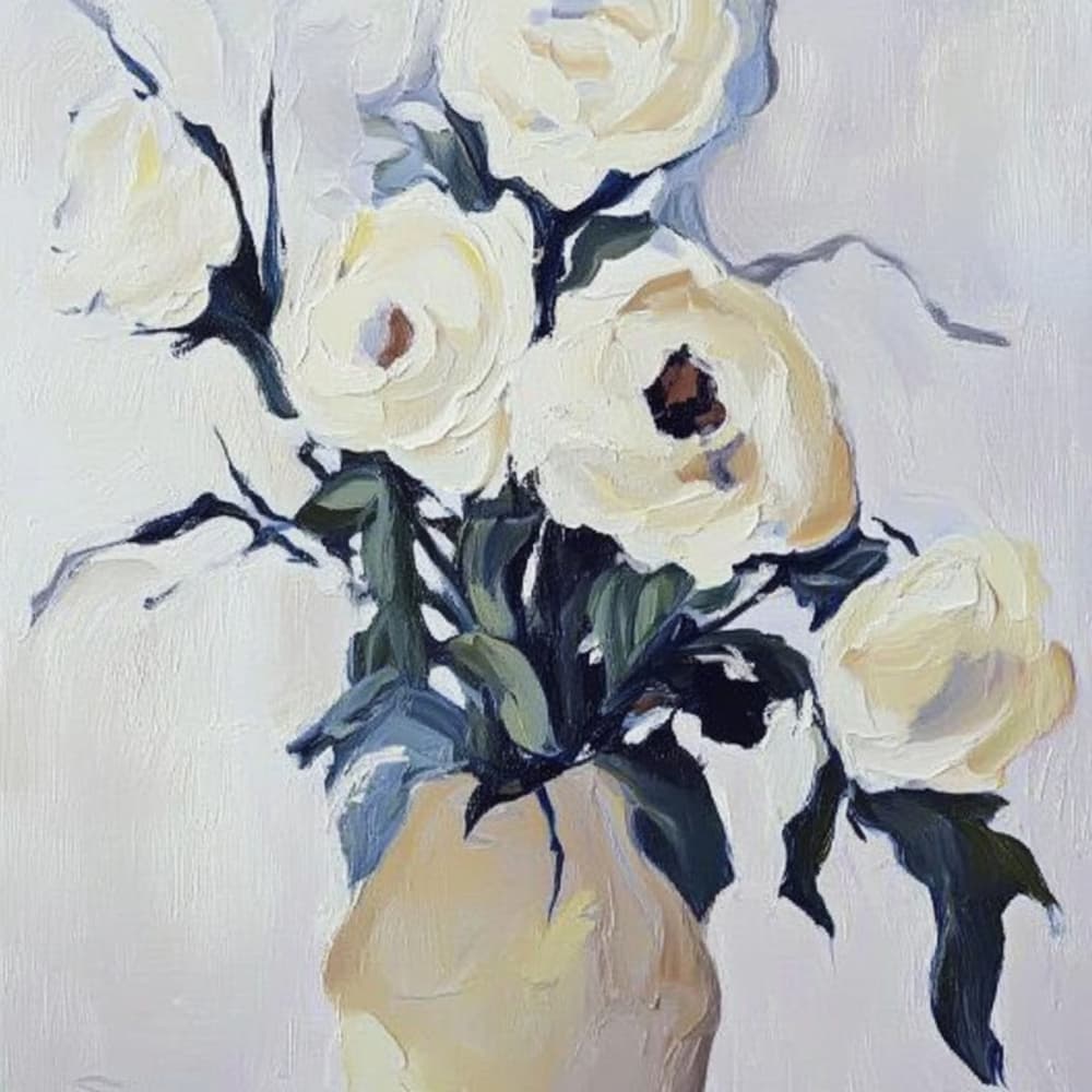 Creamy Floral Still Life by Avanesova Elena — canvas wall art
