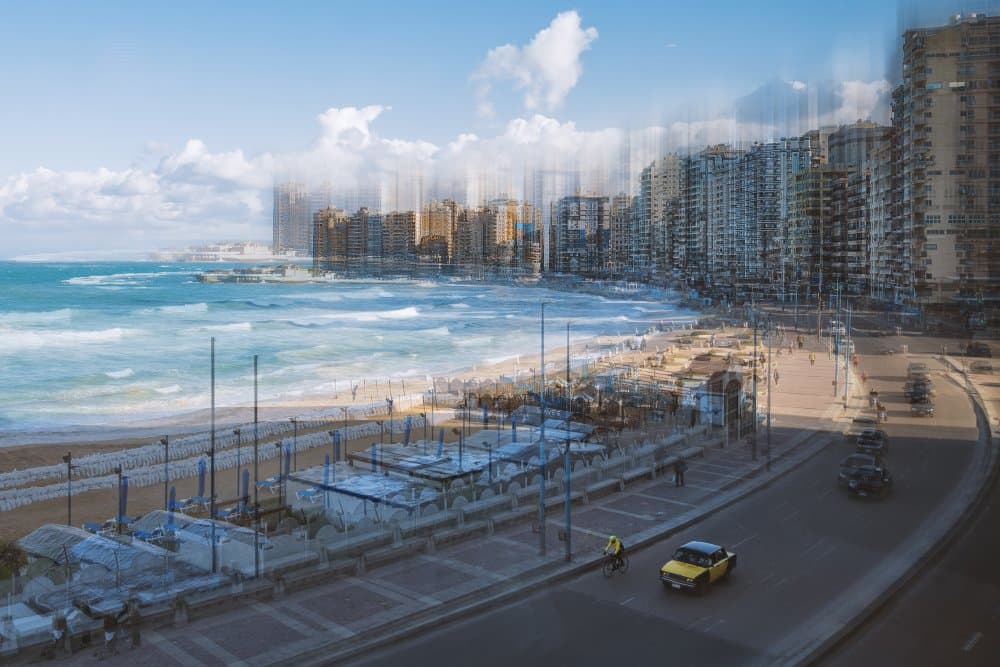City Beach Motion by Mohamed Shawki — canvas wall art