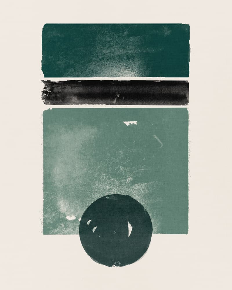 Green Black Earthy Shapes by Ema Paraschiv — canvas wall art