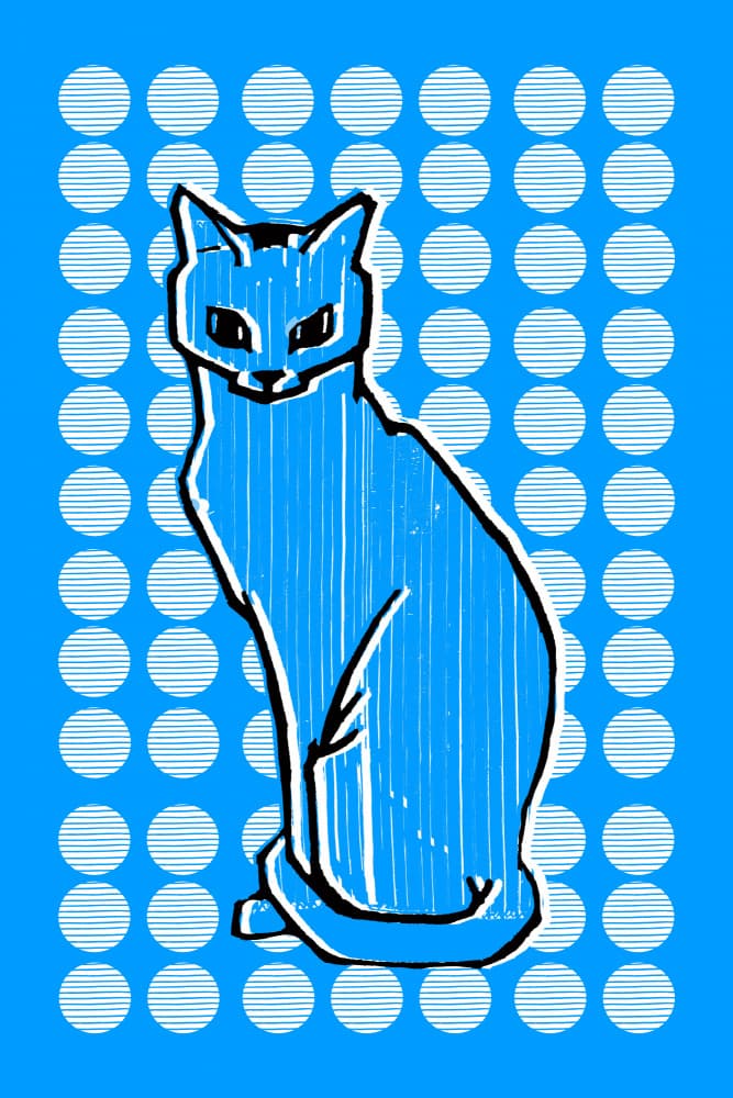 Modern Blue Cat by casa cartissi — canvas wall art