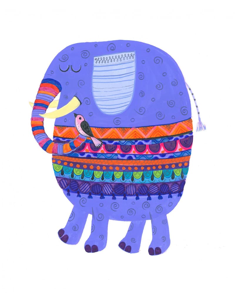 The Stripy Elephant by Isabelle Brent — canvas wall art