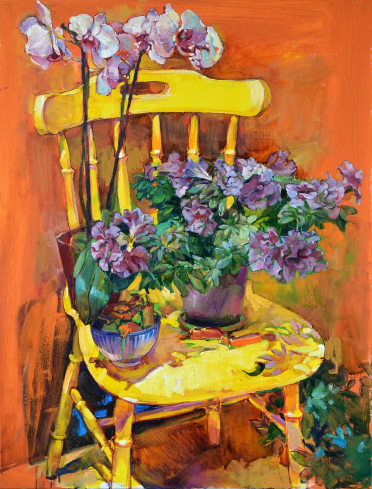 Yellow Chair Blooms by Andrii Kutsachenko — canvas wall art