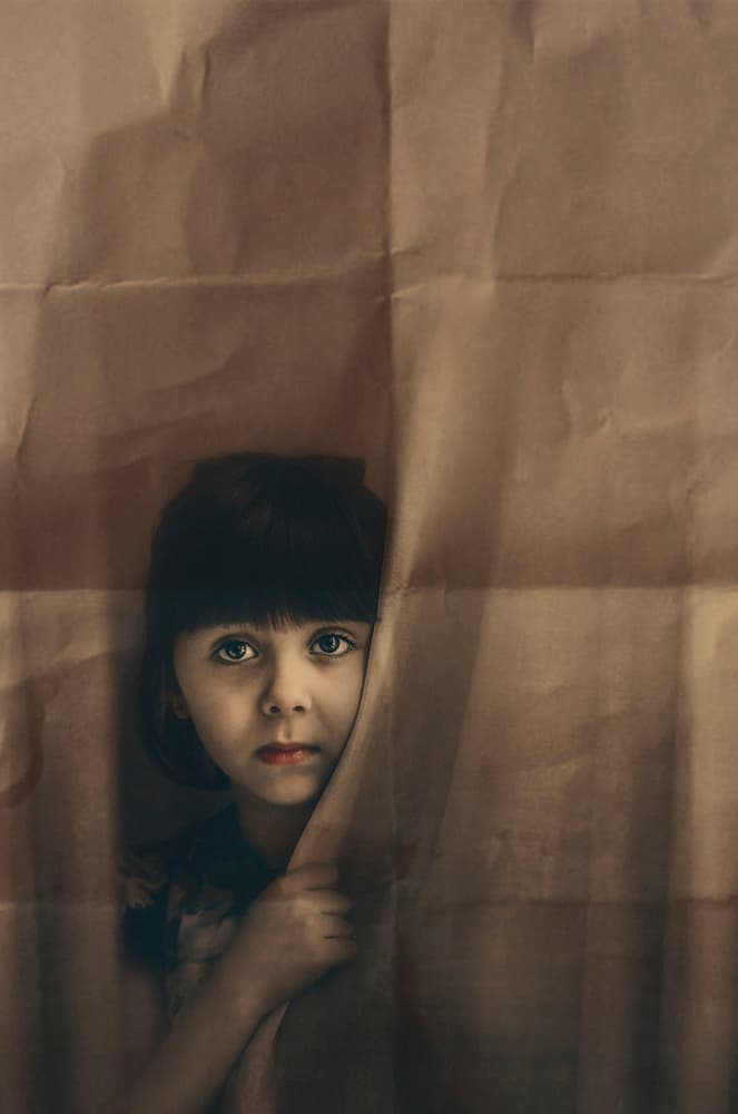 Curious Girl Peeking by Desislava Ignatova — canvas wall art