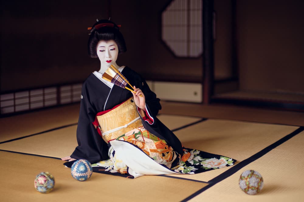 Elegant Japanese Geisha by Yuzo Fujii — canvas wall art