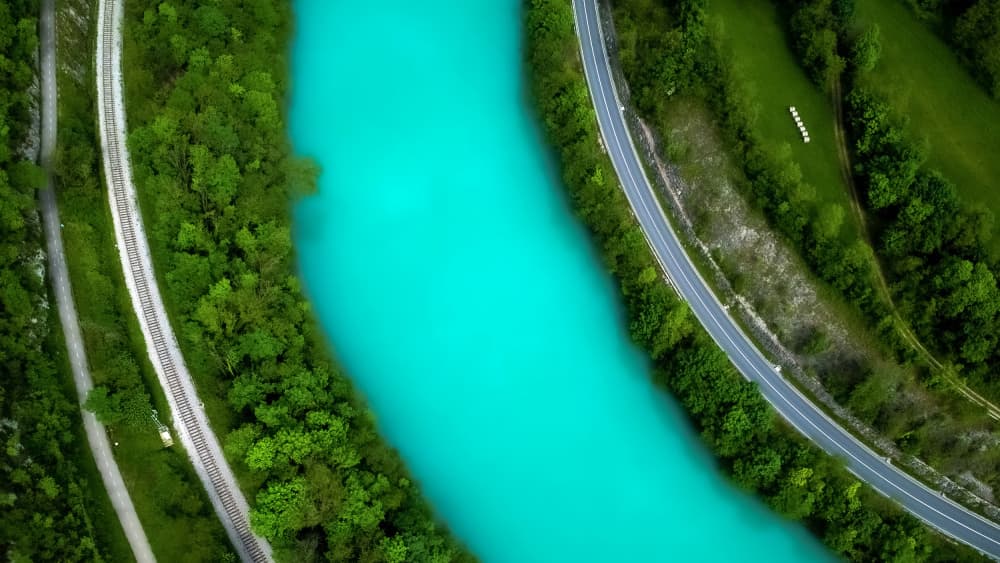 Turquoise River Landscape by Primož Kožuh — canvas wall art