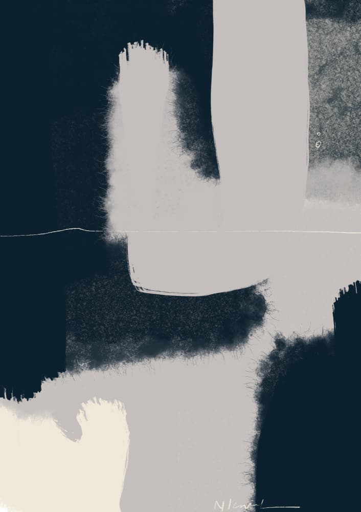 Navy Grey Abstract Shapes by Nilesh Kulkarni — canvas wall art