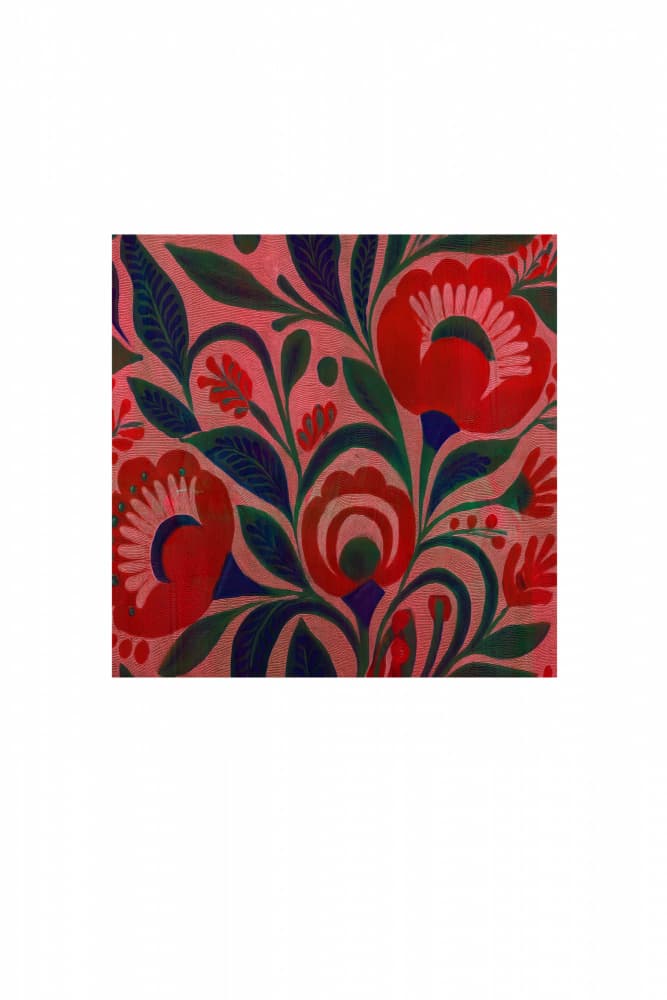 Folk Art Print Flower Garden 4 by casa cartissi — canvas wall art