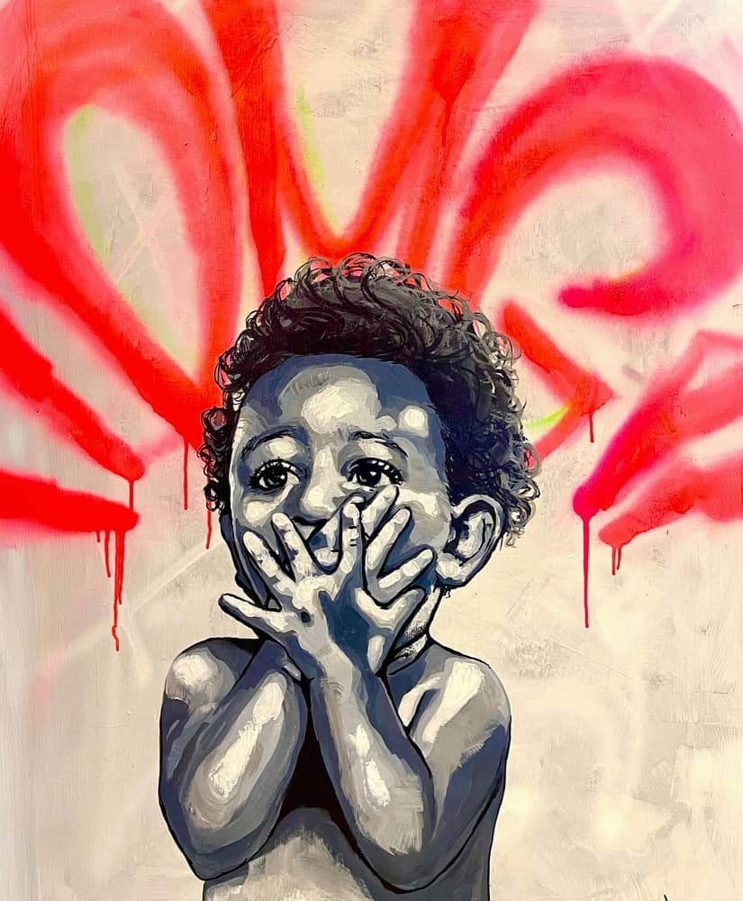 Shy Baby Red Graffiti by Suzan Habib — canvas wall art