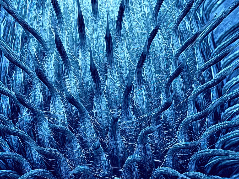 Intricate Blue Tendrils by Lucie Gagnon — canvas wall art