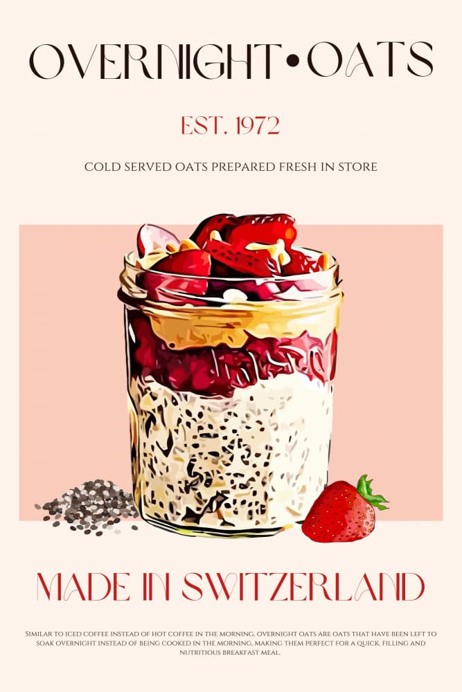 Strawberry Overnight Oats by Nazma Khokhar — canvas wall art