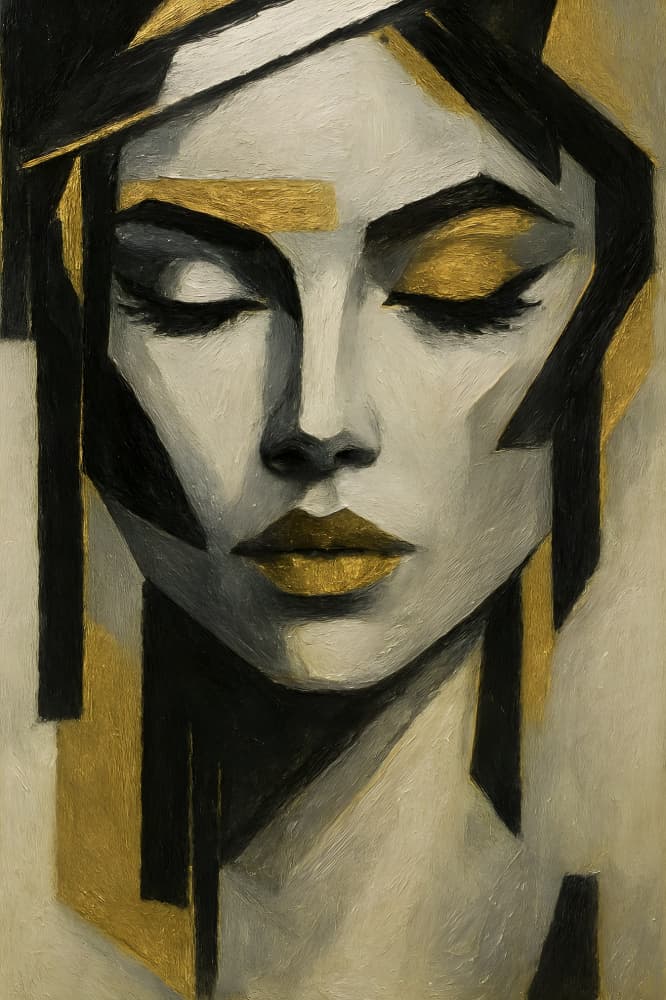 Golden Serenity Portrait by HUGO — canvas wall art