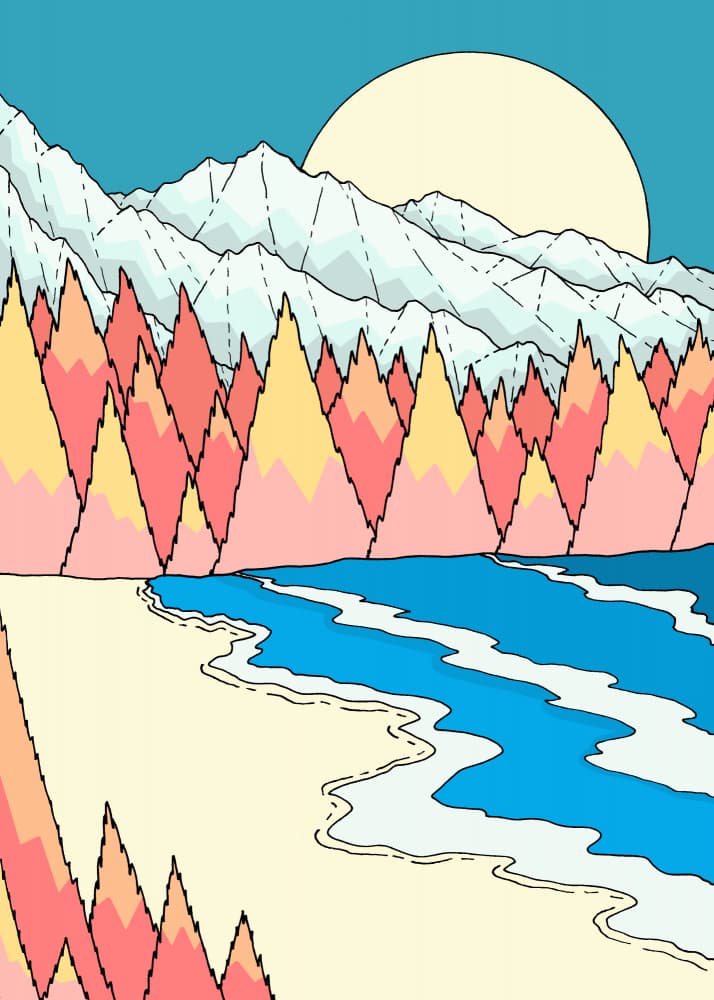 Colorful Mountain Reflection by Stephen Wade — canvas wall art