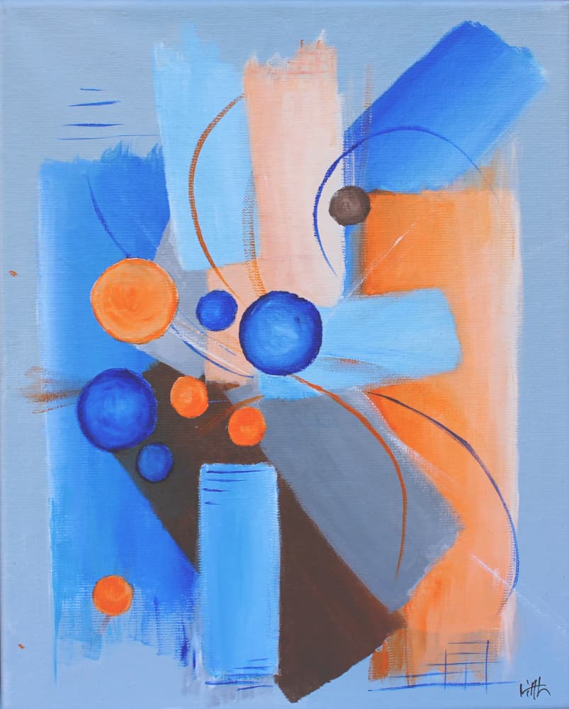 Dynamic Blue Orange Spheres by Nicolas Alsterdal — canvas wall art
