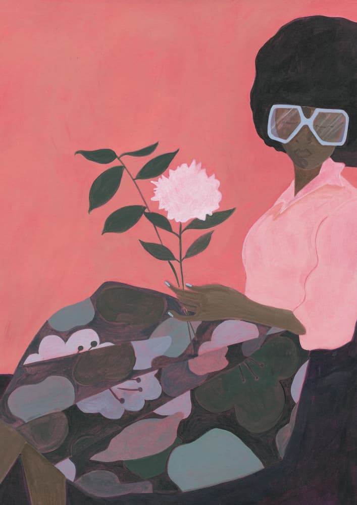 Stylish Woman Pink Flower by Elaine Field — canvas wall art