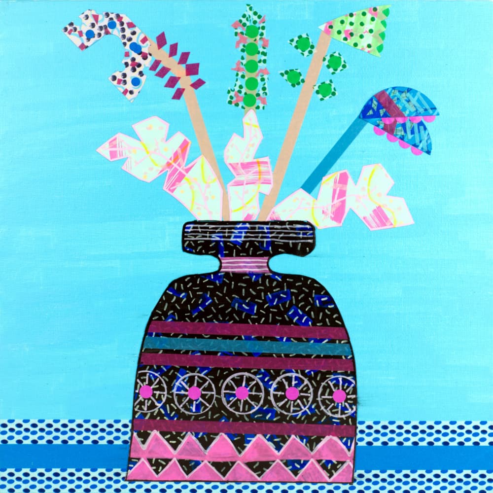Abstract Patterned Vase Flowers by David Galan — canvas wall art