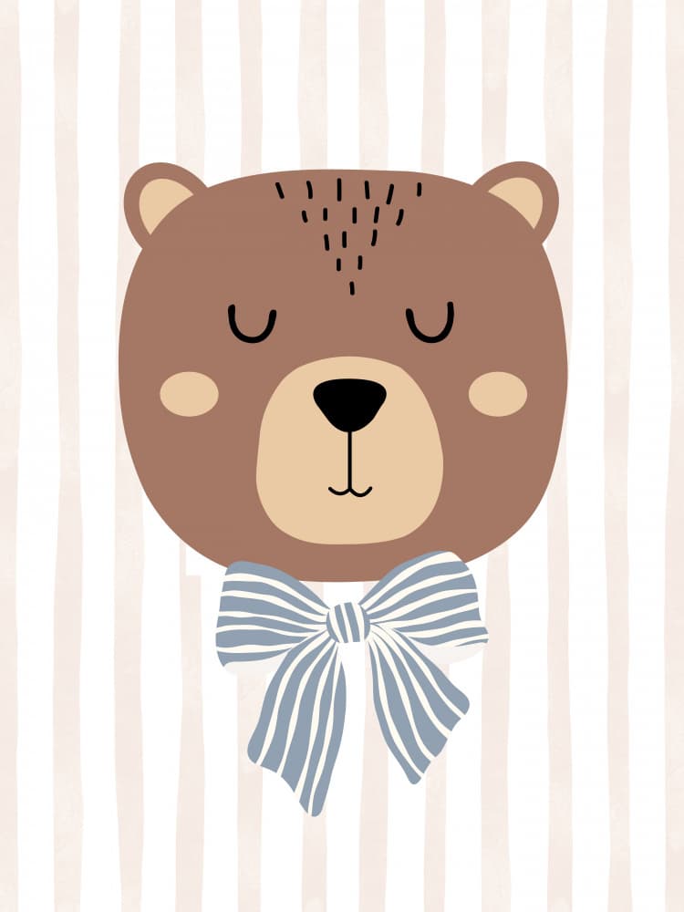 Sleepy Bear With Bow by Mathieu jeuf — canvas wall art