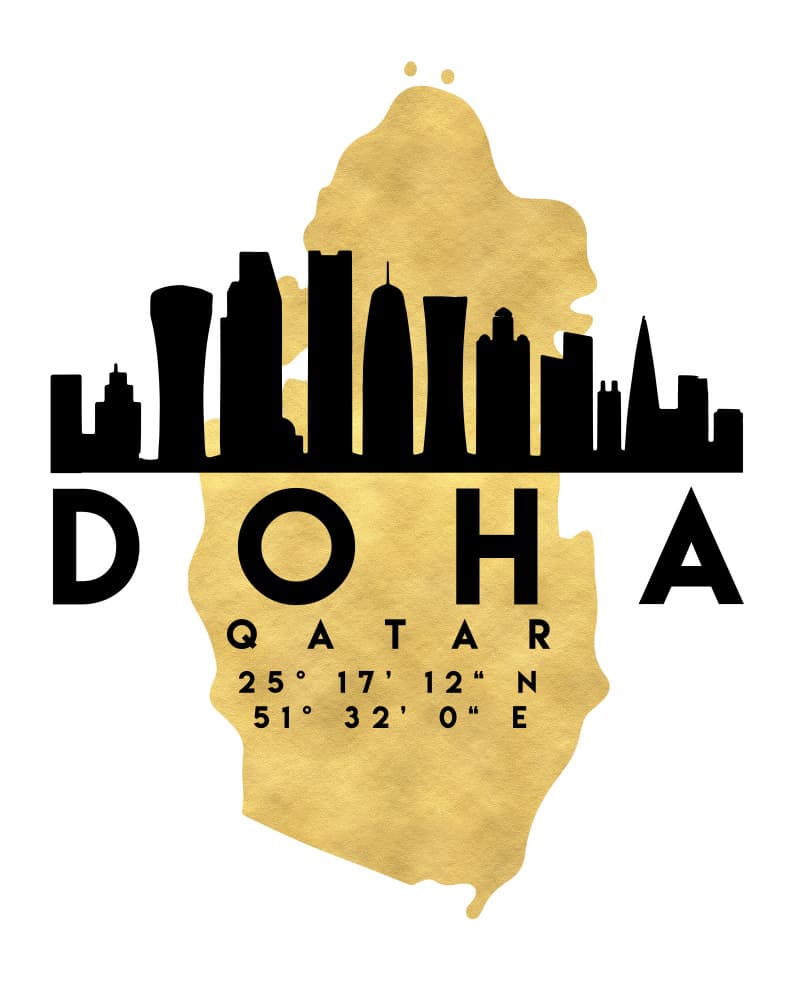 Doha Qatar Skyline Map by Emiliano Deificus — canvas wall art