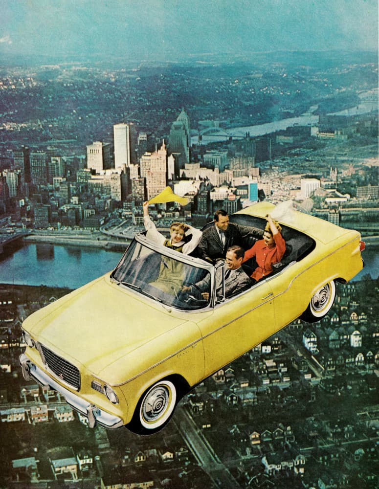 Yellow Convertible City Dream by Mikhail Siskoff — canvas wall art