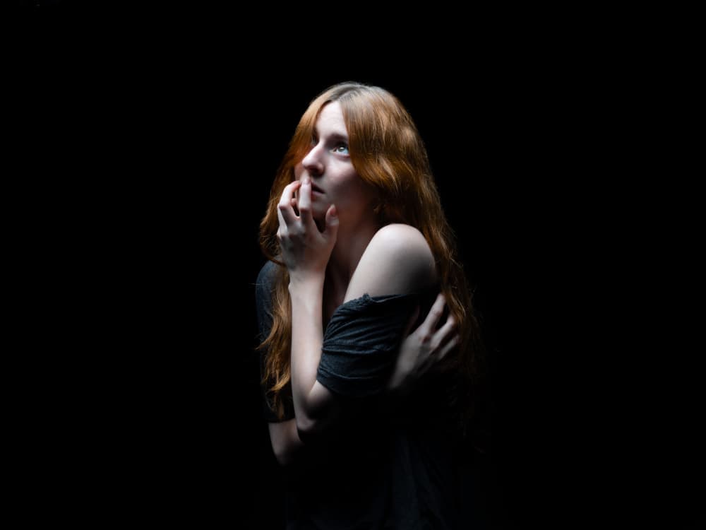 Anxious Young Woman by Sam SDFMedia — canvas wall art