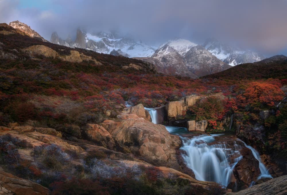 Patagonia Mountain Falls by YANGYING — canvas wall art