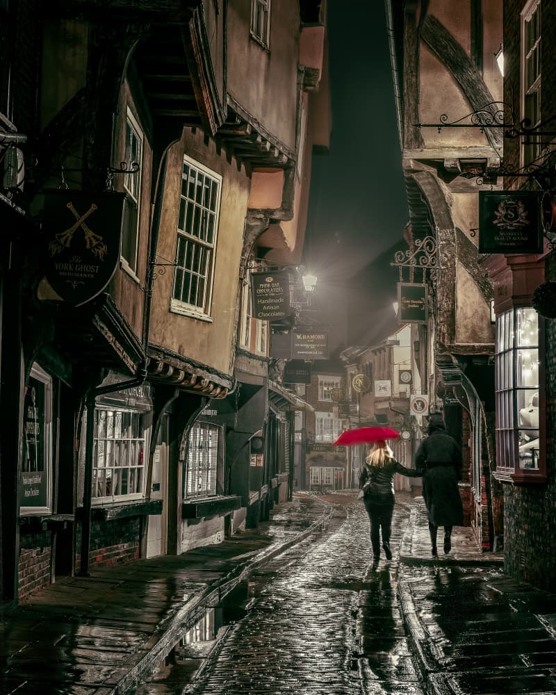 Red Umbrella Rainy Night by Francis Wilson — canvas wall art