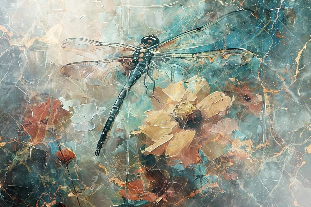 Golden Dragonfly Bloom by Rafal Kulik — canvas wall art