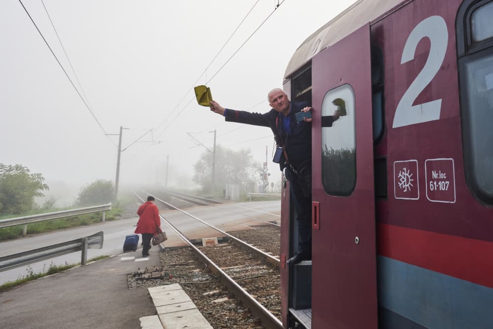 Misty Morning Train Departure by Panfil Pirvulescu — canvas wall art