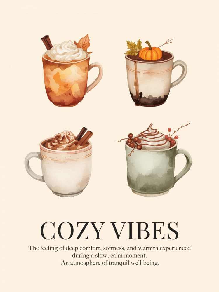 Cozy Fall Drinks by Elizabeth C — canvas wall art
