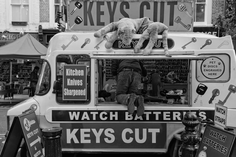 Quirky Key Repair Van by Lorenzo Grifantini — canvas wall art