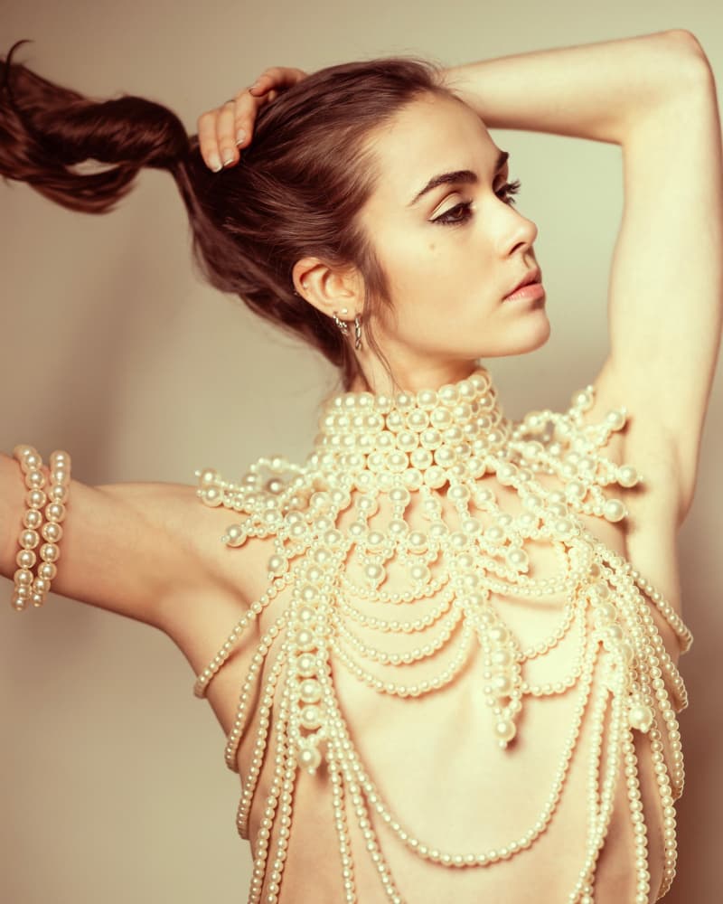 Elegant Pearl Portrait by Tyler McAuley — canvas wall art