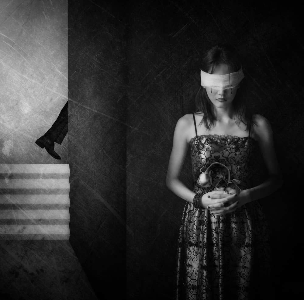 Blindfolded Woman's Despair by Hari Sulistiawan — canvas wall art