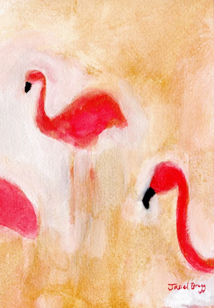 Tropical Pink Flamingos by Janel Bragg — canvas wall art