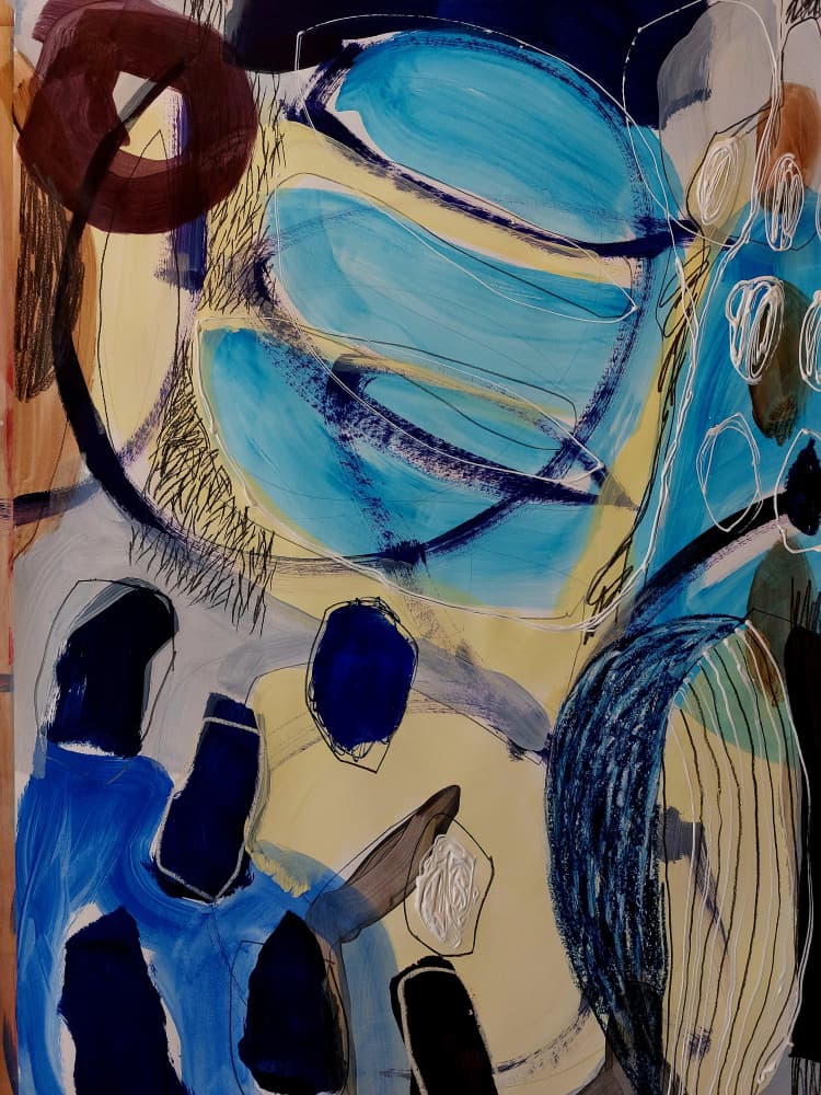 Blue Organic Abstract Flow by Monika Riethmueller — canvas wall art