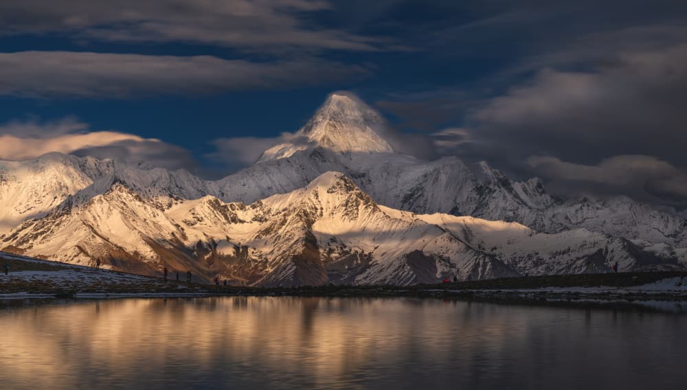 Golden Mountain Reflection by YY DB — canvas wall art