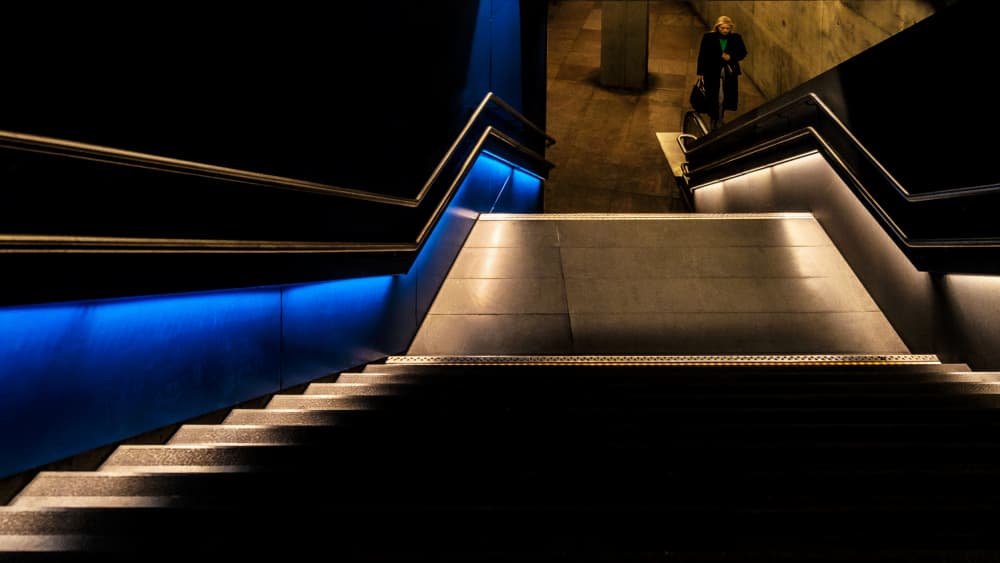 Illuminated Metro Steps by Lus Joosten — canvas wall art