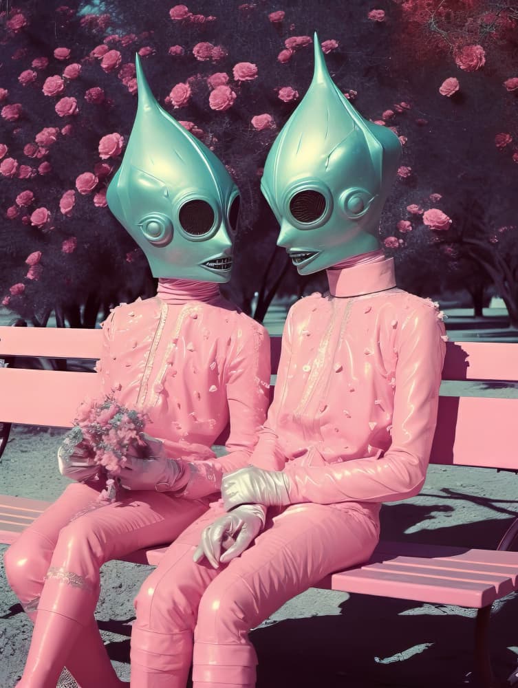 Pink Alien Romance by Bilge Paksoylu — canvas wall art