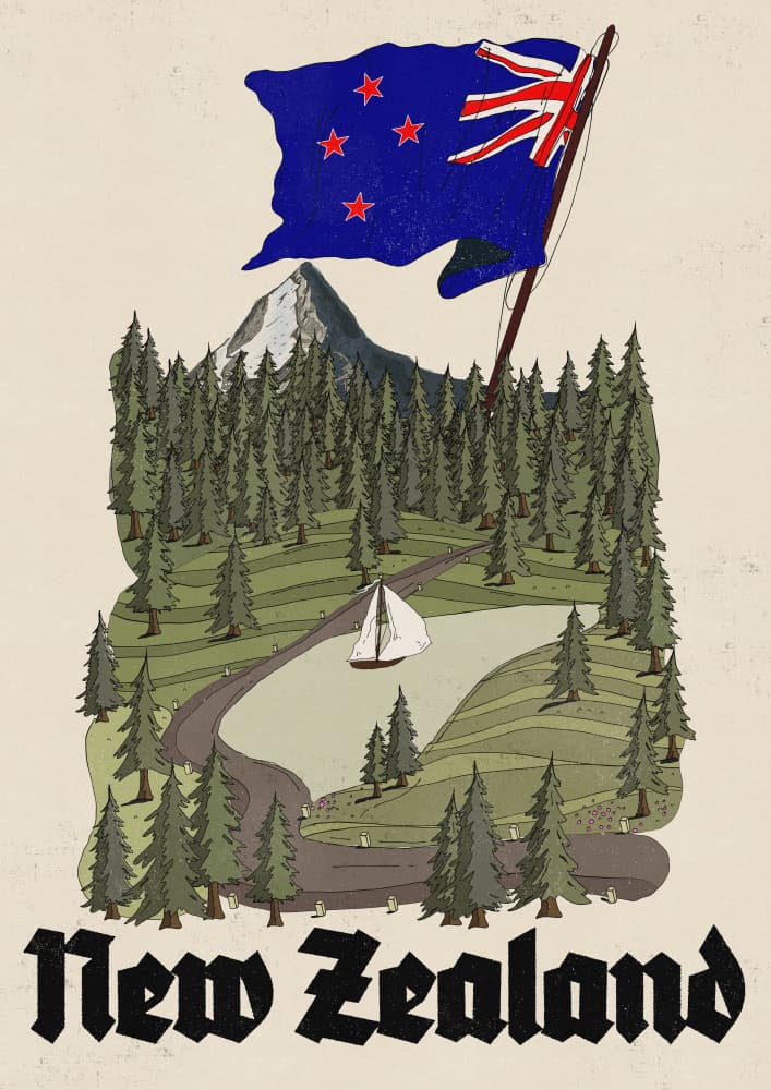 New Zealand Flag Landscape by Nicholas — canvas wall art