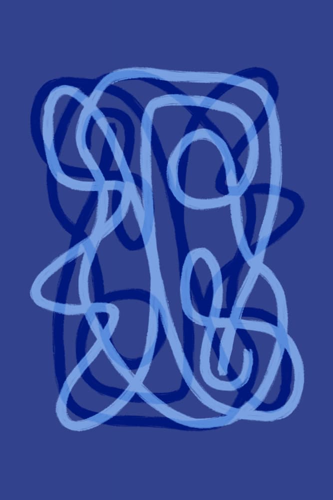 Blue Tangled Lines by Studio Memb — canvas wall art