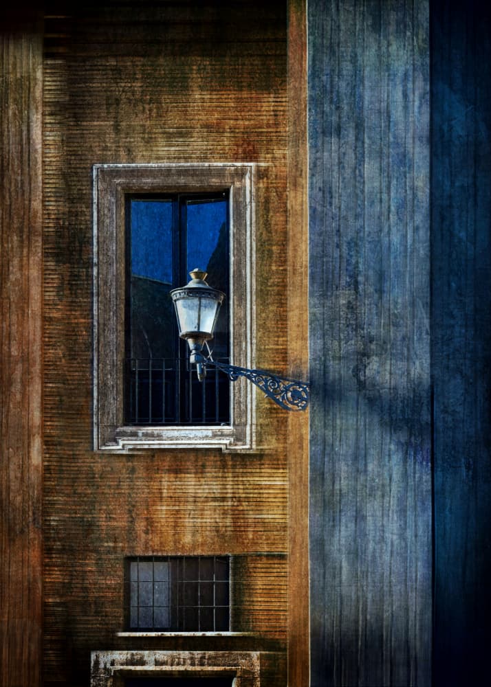Vintage Lamp Brick Wall by Raffaele Corte — canvas wall art