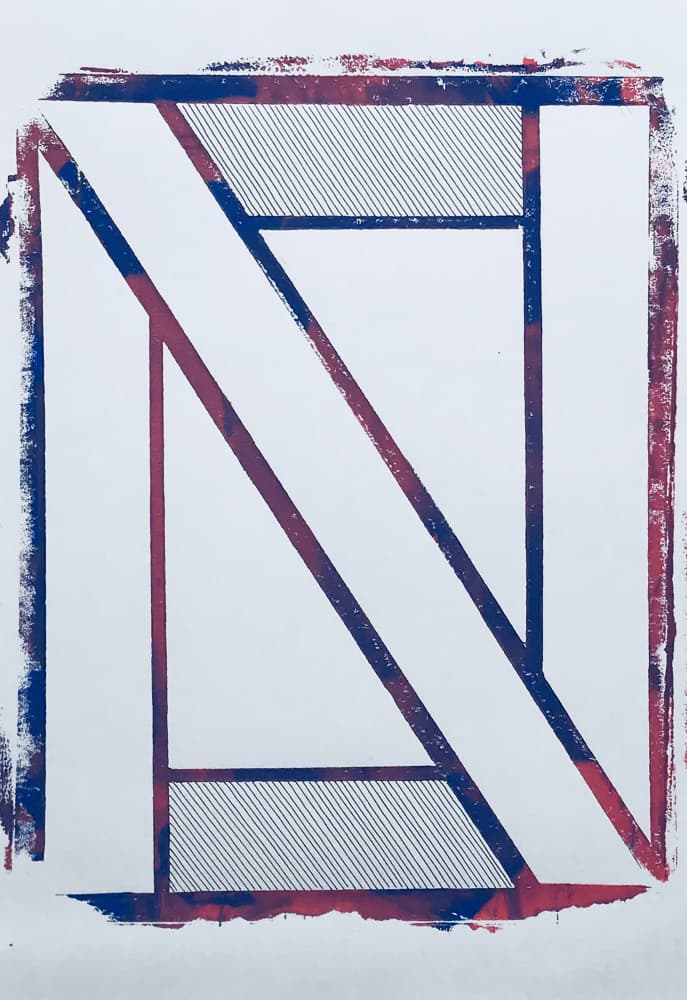 Red Blue Geometric Design by kellymariesmith — canvas wall art